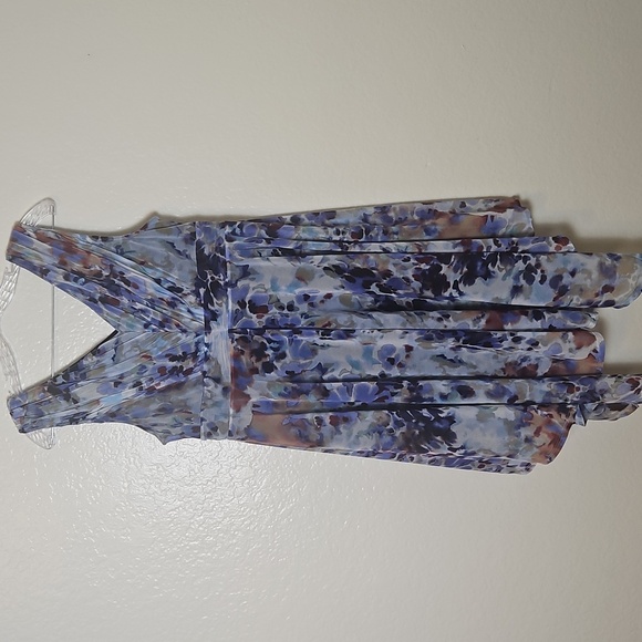 Simply Vera Vera Wang Floral Asymmetrical Hem Dress Blue Multicolor Size PXL - Picture 3 of 8